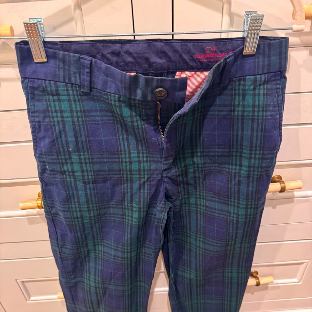 Vineyard Vines Blue and Green Plaid Kids Casual Bottoms - Picture 2 of 4
